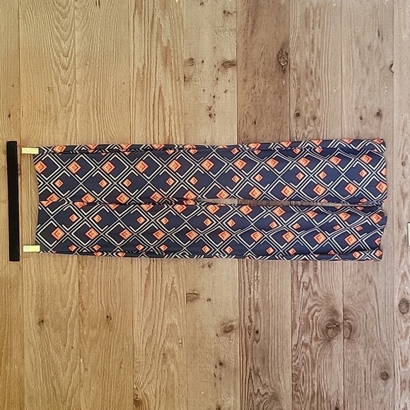 NWT Zara Navy Blue Geometric Printed Wide Leg Pants Size Small - Picture 1 of 5